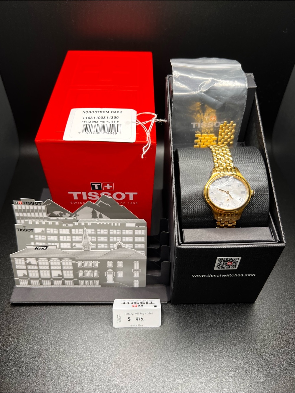 Tissot Gold Bracelet Watch with White Dial and Gold Accents